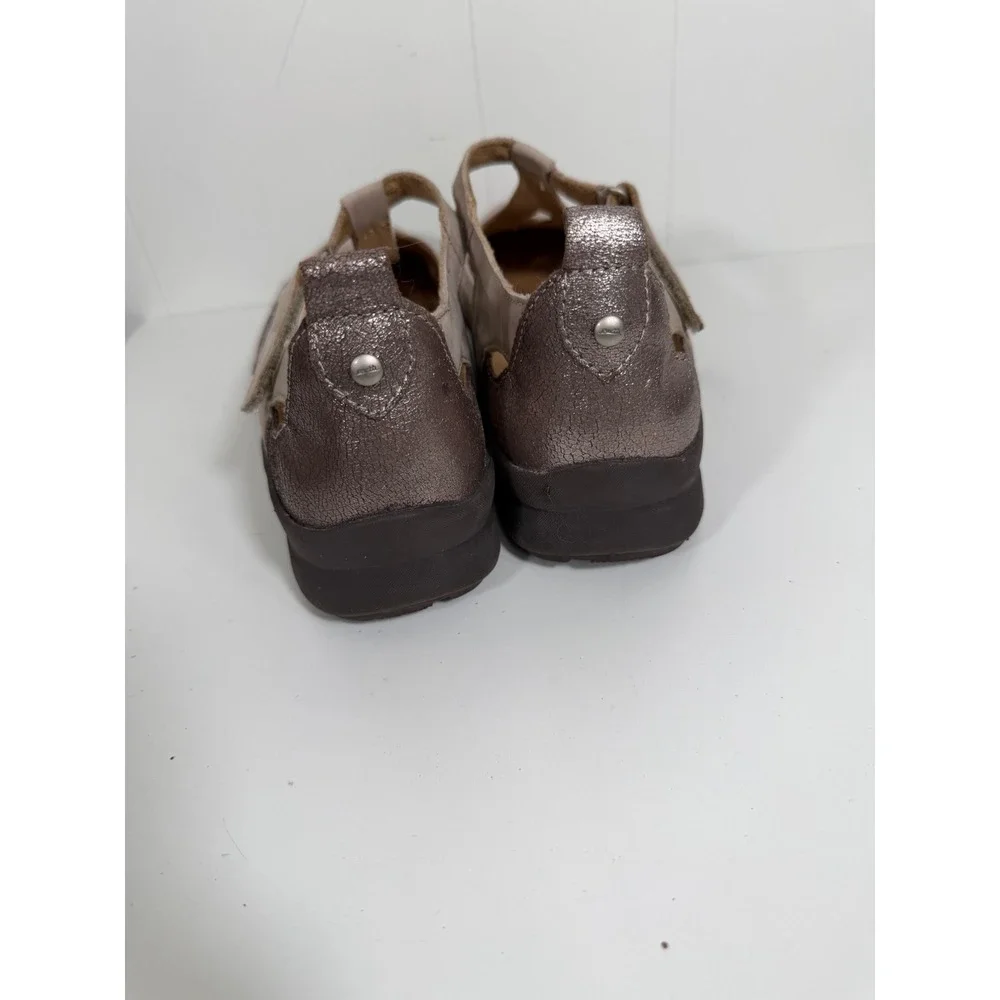 Earth Ocelot Taupe Metallic Bronze Leather Comfort Mary Jane Flats Shoes 8